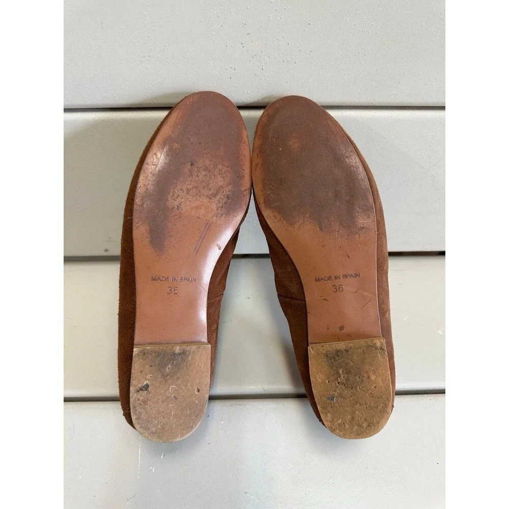 Helene Rouge Paris Quality Leather Suede Round Toe Slip On Ballet Flats 5.5
